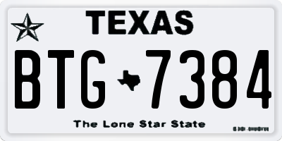 TX license plate BTG7384