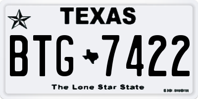 TX license plate BTG7422