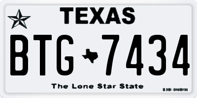 TX license plate BTG7434