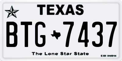 TX license plate BTG7437