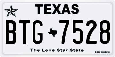 TX license plate BTG7528