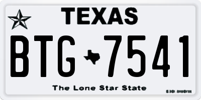 TX license plate BTG7541