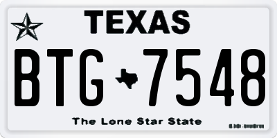 TX license plate BTG7548