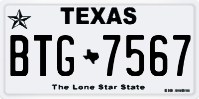 TX license plate BTG7567