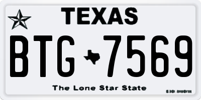 TX license plate BTG7569