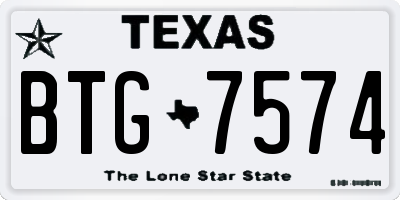 TX license plate BTG7574