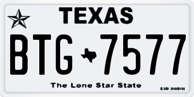 TX license plate BTG7577