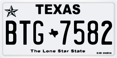 TX license plate BTG7582