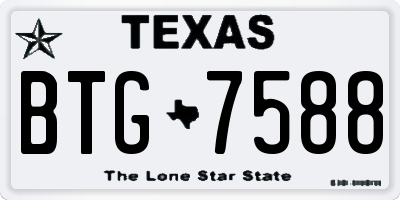 TX license plate BTG7588