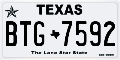 TX license plate BTG7592