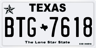 TX license plate BTG7618