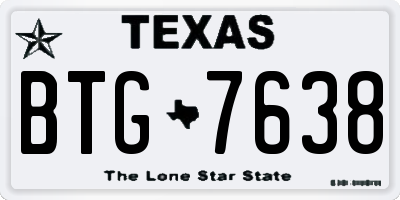 TX license plate BTG7638
