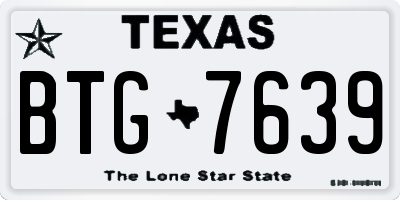 TX license plate BTG7639
