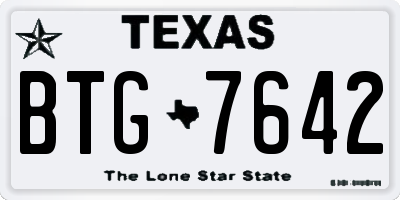 TX license plate BTG7642