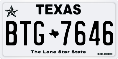 TX license plate BTG7646