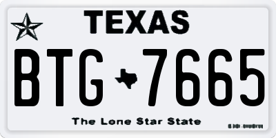 TX license plate BTG7665