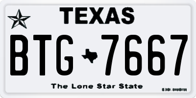TX license plate BTG7667