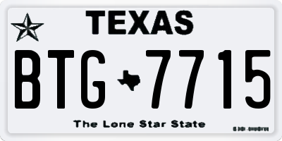 TX license plate BTG7715
