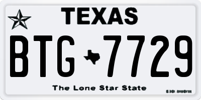 TX license plate BTG7729