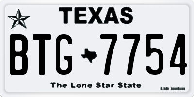 TX license plate BTG7754