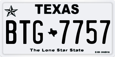 TX license plate BTG7757