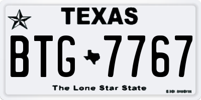 TX license plate BTG7767