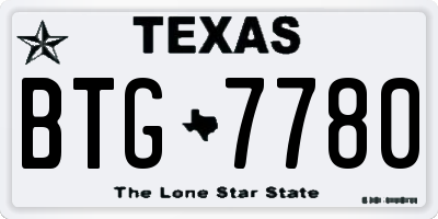 TX license plate BTG7780