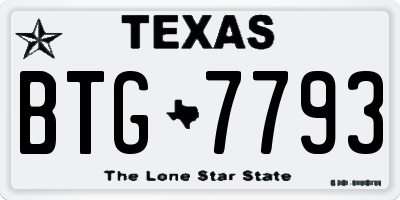 TX license plate BTG7793