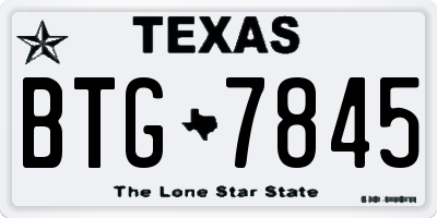 TX license plate BTG7845