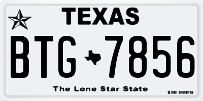 TX license plate BTG7856