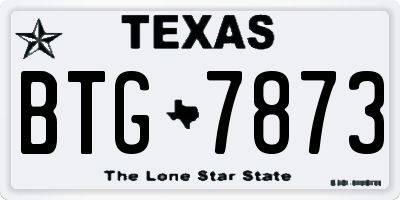 TX license plate BTG7873