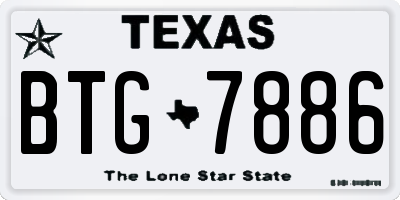 TX license plate BTG7886