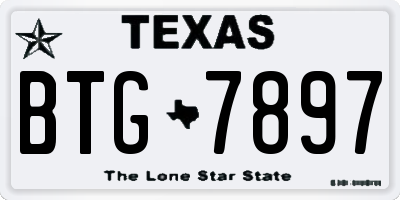 TX license plate BTG7897