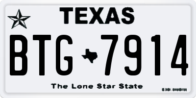 TX license plate BTG7914