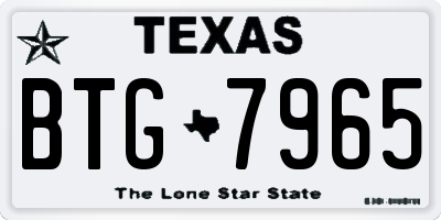 TX license plate BTG7965
