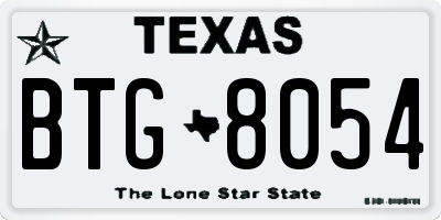 TX license plate BTG8054