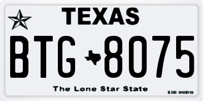 TX license plate BTG8075