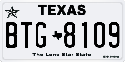 TX license plate BTG8109