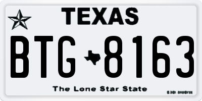 TX license plate BTG8163