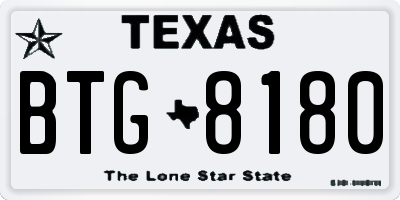 TX license plate BTG8180