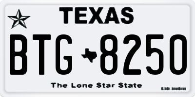 TX license plate BTG8250