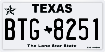 TX license plate BTG8251