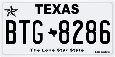 TX license plate BTG8286