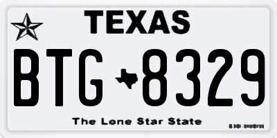 TX license plate BTG8329