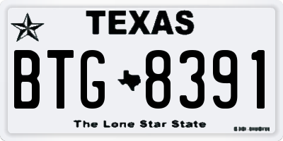 TX license plate BTG8391