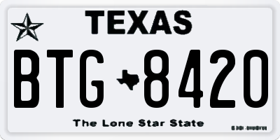 TX license plate BTG8420