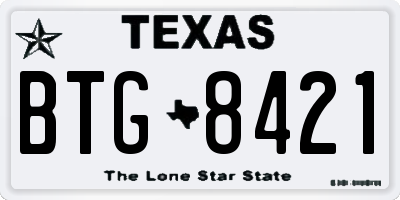 TX license plate BTG8421