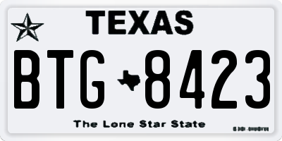 TX license plate BTG8423