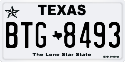 TX license plate BTG8493