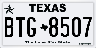 TX license plate BTG8507
